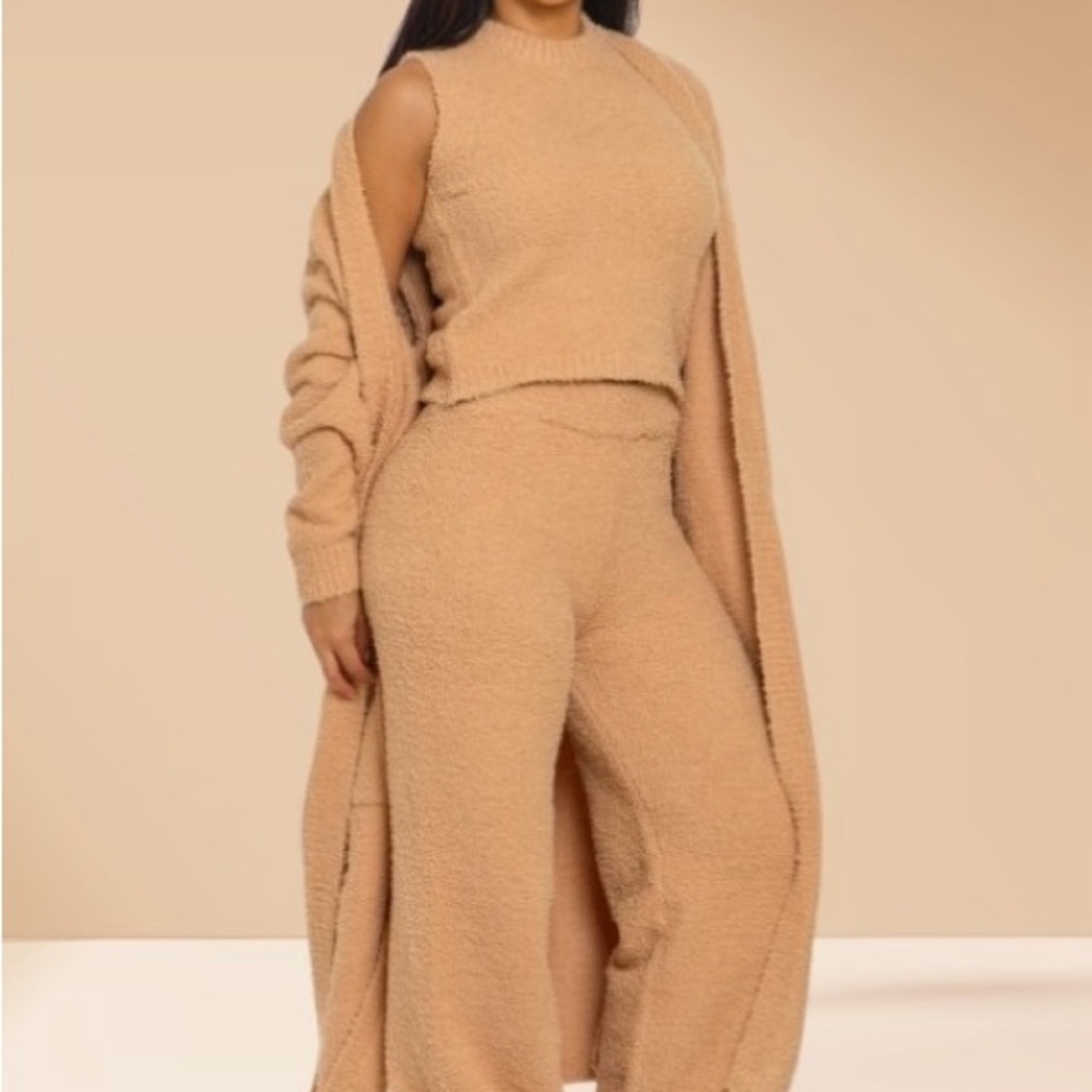3 Piece Set Cozy Lounge Set Teddy Like Skim